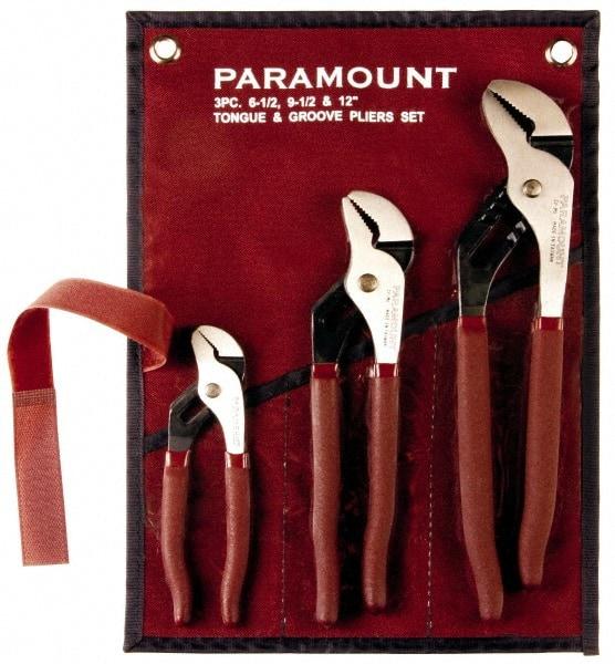 Paramount - 3 Piece Tongue & Groove Plier Set - Comes in Canvas Roll - Exact Tool & Supply