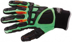 Ergodyne - Size M (8) Molded TPR Armor Anti-Vibration/Impact Protection Work Gloves - For General Purpose, Uncoated, Slip-On Cuff, Full Fingered, Orange, Paired - Exact Tool & Supply