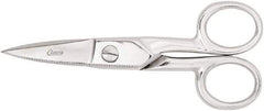 Clauss - 2" LOC, 5-1/4" OAL Chrome Plated Straight Scissors - Steel Straight Handle, For Paper, Fabric - Exact Tool & Supply