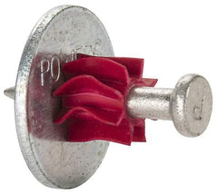 Powers Fasteners - 0.145" Shank Diam, 7/8" Washer Diam, Grade 1062 Steel Powder Actuated Drive Pin with Washer - 0.3" Head Diam, 1" Shank Length - Exact Tool & Supply