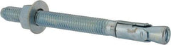 Powers Fasteners - 1/2" Diam, 1/2" Drill, 5-1/2" OAL, 2-1/2" Min Embedment Wedge Expansion Concrete Anchor - 1018 Steel, Zinc-Plated Finish, Hex Nut Head, Hex Drive, 3-3/4" Thread Length - Exact Tool & Supply