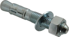 Powers Fasteners - 3/4" Diam, 3/4" Drill, 4-3/4" OAL, 1-7/8" Min Embedment Wedge Expansion Concrete Anchor - 1018 Steel, Zinc-Plated Finish, Hex Nut Head, Hex Drive, 2-1/4" Thread Length - Exact Tool & Supply