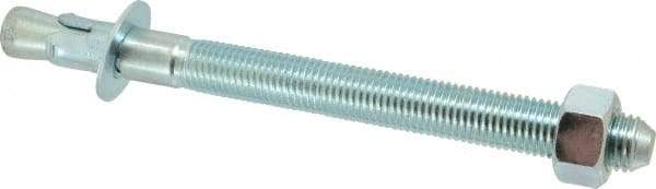 Powers Fasteners - 1" Diam, 1" Drill, 12" OAL, 2" Min Embedment Wedge Expansion Concrete Anchor - 1018 Steel, Zinc-Plated Finish, Hex Nut Head, Hex Drive, 8-3/8" Thread Length - Exact Tool & Supply