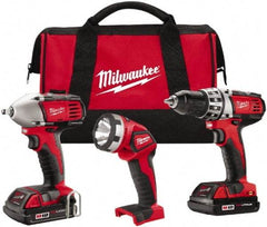 Milwaukee Tool - 18 Volt Cordless Tool Combination Kit - Includes 1/2" Compact Drill/Driver & 3/8" Compact Impact Wrench, Lithium-Ion Battery Included - Exact Tool & Supply
