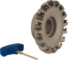Iscar - 5" Cut Diam, 1-1/2" Arbor Hole, 0.138" Max Depth of Cut, 45° Indexable Chamfer & Angle Face Mill - 16 Inserts, ONHU 0505\xB6OXMT 0507\xB6S845 SN.U 1305 Insert, Right Hand Cut, 16 Flutes, Series Helido - Exact Tool & Supply