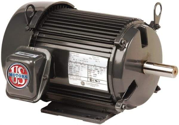 US Motors - 1 Max hp, 3,450 Max RPM, Three Polyphase Electric AC DC Motor - 208-230/460 V Input, Single Phase, 56 Frame, 5/8" Shaft Diam, Rigid Base Mount, ODP Enclosure - Exact Tool & Supply