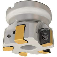Iscar - 9 Inserts, 4" Cut Diam, 1-1/2" Arbor Diam, 0.472" Max Depth of Cut, Indexable Square-Shoulder Face Mill - 0/90° Lead Angle, 2" High, H490 AN.X 12 Insert Compatibility, Through Coolant, Series Helido - Exact Tool & Supply