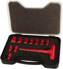 Wiha - 11 Piece 1/4" Drive Socket Set - 6 Points, 5mm to 14mm Range, Metric Measurement Standard - Exact Tool & Supply