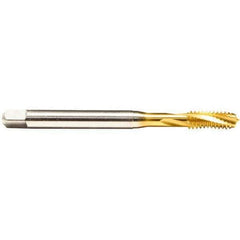 Emuge - M8x1.25 Metric 3 Flute 6H Bottoming Spiral Flute Tap - Cobalt, TiN Finish, 90mm OAL, Right Hand Flute, Right Hand Thread, Series Rekord D - Exact Tool & Supply