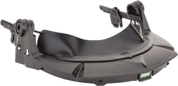 MSA - Plastic Face Shield Frame - Black, Debris Control, Compatible with MSA Slotted Caps & MSA Slotted Hard Hats - Exact Tool & Supply