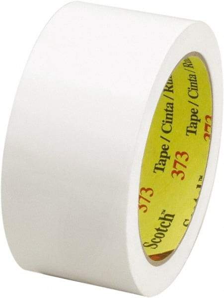 3M - 2" x 55 Yd White Rubber Adhesive Sealing Tape - Polypropylene Film Backing, 2.5 mil Thick, 60 Lb Tensile Strength, Series 373 - Exact Tool & Supply