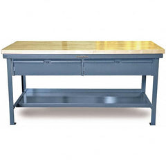 Strong Hold - Stationary Work Benches, Tables Type: Work Table with Drawer Top Material: Maple work surface 1-3/4" thick - Exact Tool & Supply