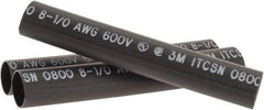 3M - 6" Long, 4:1, Polyolefin Heat Shrink Electrical Tubing - Black - Exact Tool & Supply
