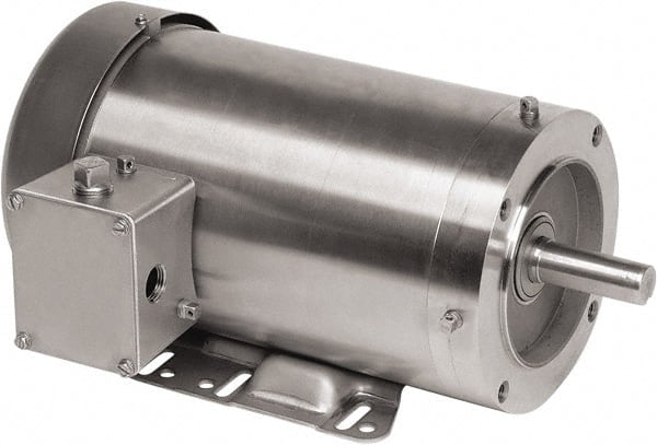 US Motors - 1.5 hp, TEFC/C-Face with Base Enclosure, No Thermal Protection, 1,755 RPM, 208-230/460 Volt, 60 Hz, Three Phase Premium Efficient Motor - Exact Tool & Supply