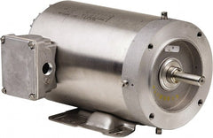 US Motors - 5 hp, TEFC/C-Face with Base Enclosure, No Thermal Protection, 1,755 RPM, 208-230/460 Volt, 60 Hz, Three Phase Premium Efficient Motor - Exact Tool & Supply