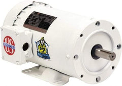 US Motors - 3 hp, TEFC Enclosure, No Thermal Protection, 3,490 RPM, 208-230/460 Volt, 60 Hz, Three Phase Premium Efficient Motor - Size 145 Frame, C-Face with Base Mount, 1 Speed, Double Sealed Ball Bearings, 8.1-7.2/3.6 Full Load Amps, F Class Insulation - Exact Tool & Supply