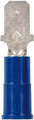 3M - 16 to 14 AWG, Vinyl, Partially Insulated, Male Wire Disconnect - 1/4 Inch Wide Tab, Blue, RoHS 2011/65/EU Compliant - Exact Tool & Supply