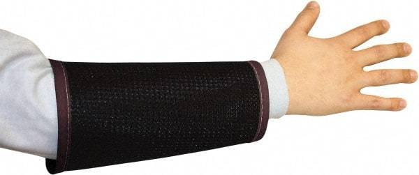 PRO-SAFE - Size L, Maroon & Black Cane Mesh Sleeve - 9" Long Sleeve, Cut Resistance Level 4, Hook & Loop - Exact Tool & Supply