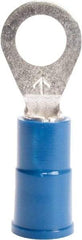 3M - 16-14 AWG Partially Insulated Crimp Connection Circular Ring Terminal - #6 Stud, 0.8" OAL x 1/4" Wide, Copper Contact - Exact Tool & Supply