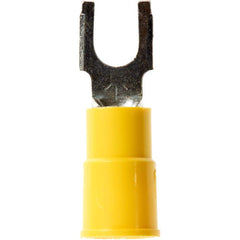3M - #6 Stud, 12 to 10 AWG Compatible, Partially Insulated, Crimp Connection, Standard Fork Terminal - Exact Tool & Supply