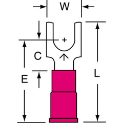 3M - #10 Stud, 22 to 18 AWG Compatible, Partially Insulated, Crimp Connection, Standard Fork Terminal - Exact Tool & Supply