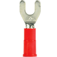 3M - #8 Stud, 22 to 18 AWG Compatible, Partially Insulated, Crimp Connection, Standard Fork Terminal - Exact Tool & Supply