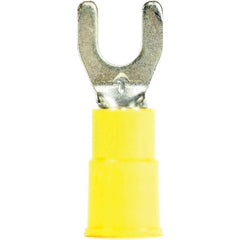 3M - #8 Stud, 12 to 10 AWG Compatible, Partially Insulated, Crimp Connection, Standard Fork Terminal - Exact Tool & Supply