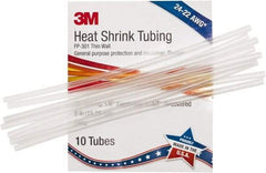 3M - 6" Long, 2:1, Polyolefin Heat Shrink Electrical Tubing - Clear - Exact Tool & Supply