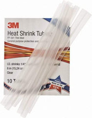 3M - 6" Long, 2:1, Polyolefin Heat Shrink Electrical Tubing - Clear - Exact Tool & Supply