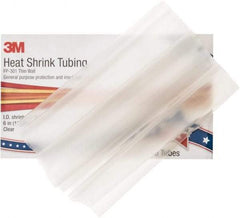 3M - 6" Long, 2:1, Polyolefin Heat Shrink Electrical Tubing - Clear - Exact Tool & Supply