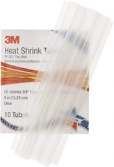 3M - 6" Long, 2:1, Polyolefin Heat Shrink Electrical Tubing - Clear - Exact Tool & Supply