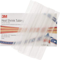 3M - 6" Long, 2:1, Polyolefin Heat Shrink Electrical Tubing - Clear - Exact Tool & Supply