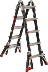 Made in USA - 4 Steps, 5-1/2' High, Type IA Rating, Fiberglass Multi-Use Ladder - 300 Lb Load Capacity, 29" Base Width - Exact Tool & Supply