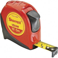 Starrett - 16' x 3/4" Yellow Blade Tape Measure - 1/16" & 1mm Graduation, S9 Graduation Style, Red Case - Exact Tool & Supply