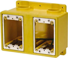 Leviton - 2 Gang, (4) 1" Knockouts, PVC Rectangle Outlet Box - 177.8mm Overall Height x 7" Overall Width x 3-1/2" Overall Depth - Exact Tool & Supply