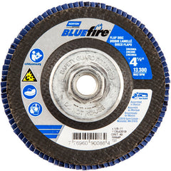 ‎4-1/2 × 5/8 - 11″ BlueFire Fiberglass HD Flat Flap Disc Type 27 P40 Grit R884P1 Zirconia Alumina - Exact Tool & Supply