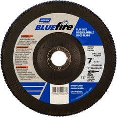 7 × 7/8″ BlueFire Fiberglass HD Flat Flap Disc Type 27 P60 Grit R884P1 Zirconia Alumina - Exact Tool & Supply