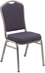 NPS - Fabric Navy Blue Stacking Chair - Silver Frame, 17" Wide x 23" Deep x 36" High - Exact Tool & Supply