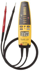 Fluke - 10.2 VAC/VDC to 600 VAC/VDC, Voltage Tester - LCD and LED Display, +/-2% Basic DC Accuracy, AAA Power Supply - Exact Tool & Supply