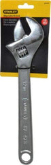 Stanley - 1-1/2" Jaw Capacity, 12" Standard Adjustable Wrench - Chrome Vanadium Steel, Chrome Finish, 12-1/4" OAL - Exact Tool & Supply