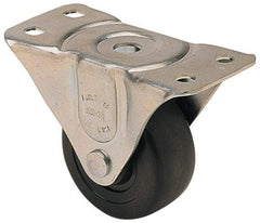Albion - 3" Diam x 1-1/4" Wide x 3-13/16" OAH Top Plate Mount Rigid Caster - Hard Rubber, 270 Lb Capacity, Self-Lubricating Bearing, 2-1/2 x 4-15/16" Plate - Exact Tool & Supply
