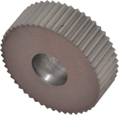 Made in USA - 3/4" Diam, 90° Tooth Angle, 21 TPI, Standard (Shape), Form Type High Speed Steel Straight Knurl Wheel - 1/4" Face Width, 1/4" Hole, Circular Pitch, Series KN - Exact Tool & Supply
