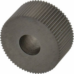 Made in USA - 3/4" Diam, 90° Tooth Angle, 29 TPI, Standard (Shape), Form Type High Speed Steel Straight Knurl Wheel - 3/8" Face Width, 1/4" Hole, Circular Pitch, Series KP - Exact Tool & Supply