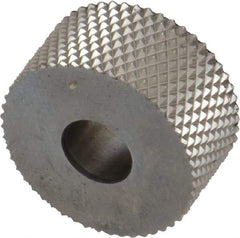 Made in USA - 3/4" Diam, 90° Tooth Angle, 21 TPI, Standard (Shape), Form Type High Speed Steel Male Diamond Knurl Wheel - 3/8" Face Width, 1/4" Hole, Circular Pitch, Series KP - Exact Tool & Supply
