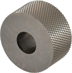 Made in USA - 3/4" Diam, 90° Tooth Angle, 33 TPI, Standard (Shape), Form Type High Speed Steel Male Diamond Knurl Wheel - 3/8" Face Width, 1/4" Hole, Circular Pitch, Series KP - Exact Tool & Supply