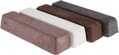 Made in USA - 1/4 Lb Emery, Rouge & Tripoli Compound - Grade C, Black, Brown, Red & White, Use on Aluminum, Carbon, Chrome, Copper, Gold, Iron, Nickel, Pewter, Plastic, Platinum, Rubber, Silver, Stainless Steel, Steel, Sterling, White Metals, Wood & Zinc - Exact Tool & Supply