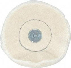 Made in USA - 4" Diam x 1/2" Thick, Loose Sewn Mounted Buffing Wheel - 40 Ply, 1/4" Shank Diam - Exact Tool & Supply