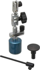 Fowler - 1-1/4" High Magnetic Indicator Base with Holders - 1-1/4" Base Diam, 25 Lb Magnetic Pull, Extension Arm - Exact Tool & Supply