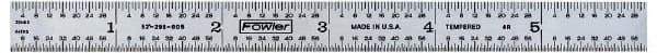 Fowler - 48" Long, 1/64, 1/32, 1/16, 1/8" Graduation, Rigid Steel Rule - 4R Graduation Style, Silver - Exact Tool & Supply