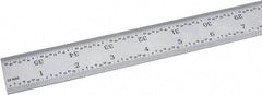 Fowler - 36" Long, 1/64, 1/32, 1/16, 1/8" Graduation, Rigid Steel Rule - 4R Graduation Style, Silver - Exact Tool & Supply
